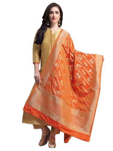 Zari dual tone banarasi dupatta - 15619311 - Very Small Image - 1