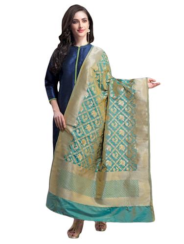Zari dual tone banarasi dupatta - 15619312 - Very Small Image - 1