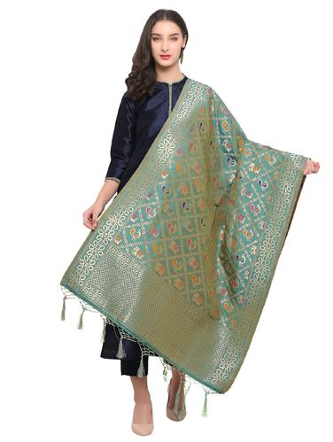 Zari dual tone banarasi dupatta - 15619314 - Very Small Image - 1