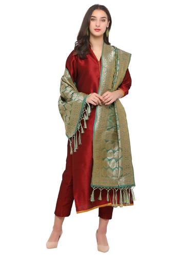 Zari dual tone banarasi dupatta - 15619317 - Very Small Image - 1