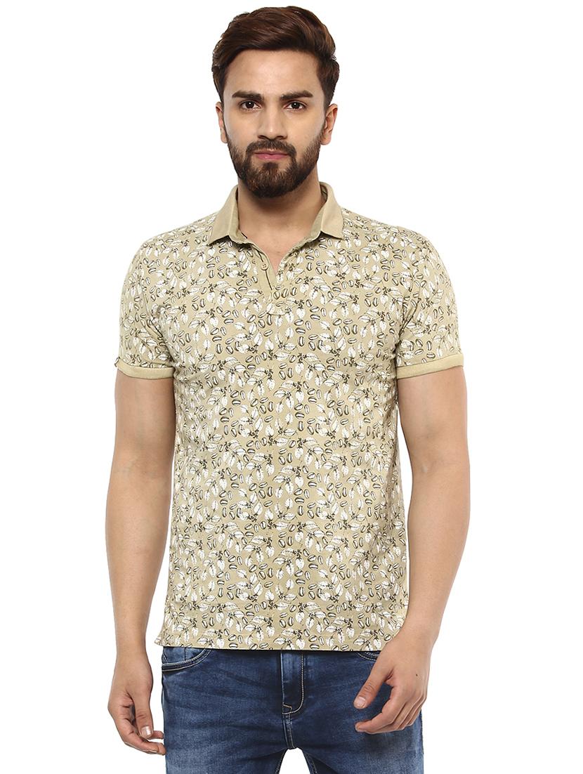 beige cotton all over print t-shirt - 15619668 - Zoom Image - 1