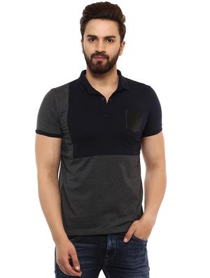 grey cotton color block t-shirt - 15619672 - Standard Image - 1