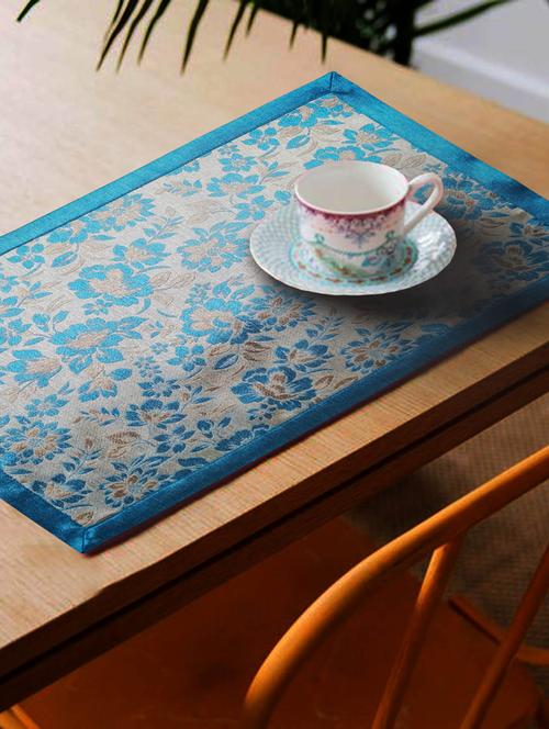 light blue jacquard design 3 decorative placemat set of 6 pcs (size: 13''x19'') - 15619793 - Very Small Image - 1