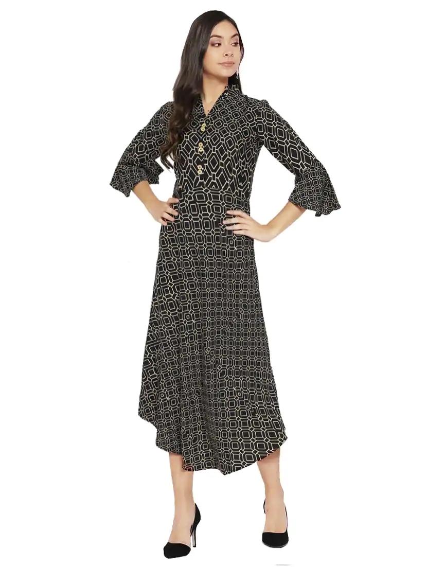 bell sleeved asymmetric dress - 15619838 - Zoom Image - 1