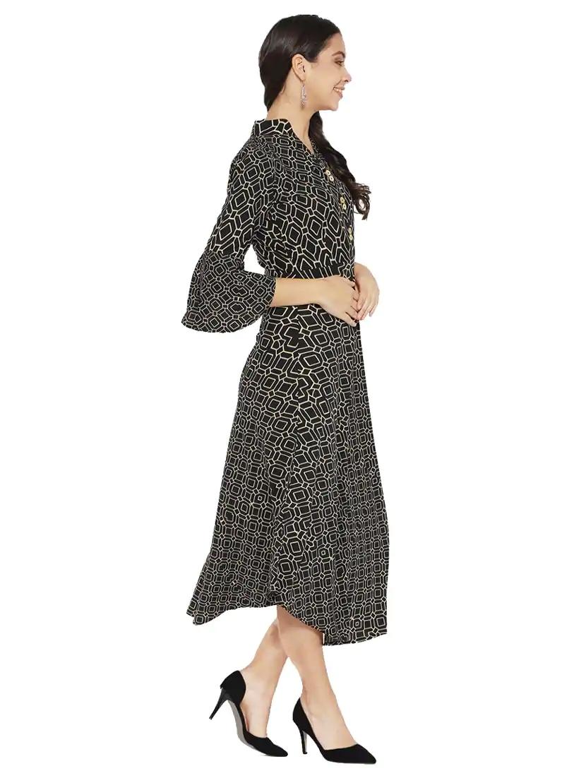 bell sleeved asymmetric dress - 15619838 - Zoom Image - 2