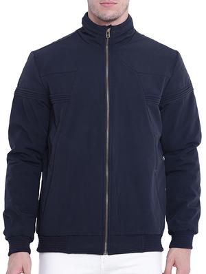 navy blue nylon casual jacket - 15619871 - Standard Image - 1