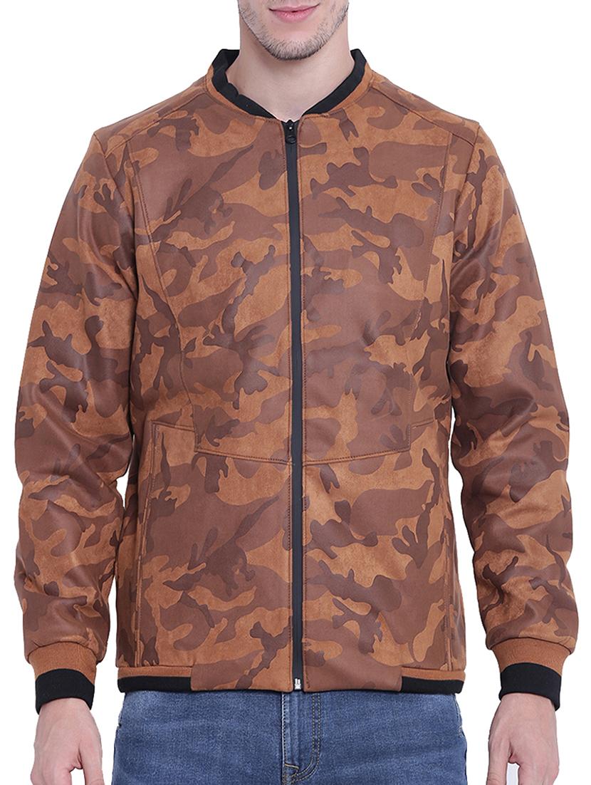 brown nylon casual jacket - 15619879 - Zoom Image - 1