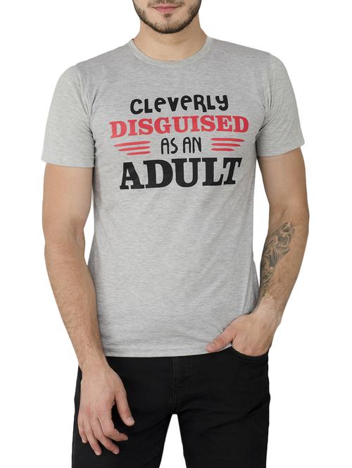 grey cotton chest print t-shirt - 15619912 - Standard Image - 1
