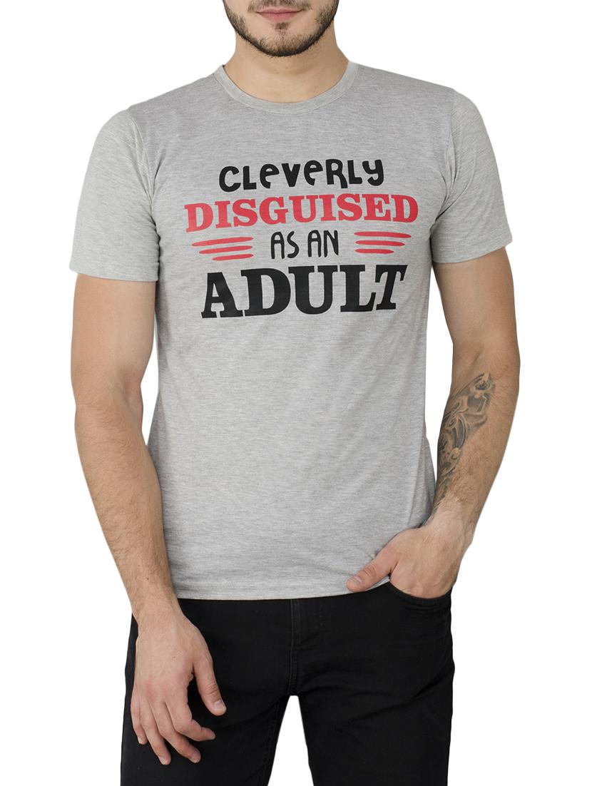 grey cotton chest print t-shirt - 15619912 - Zoom Image - 1