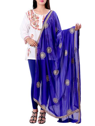 Gold zari work dupatta - 15620170 - Very Small Image - 1
