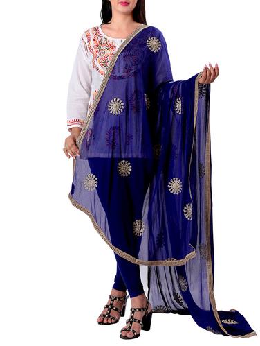 Gold zari work dupatta - 15620171 - Very Small Image - 1
