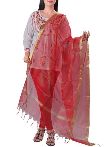 Rust plain dupatta - 15620174 - Very Small Image - 1