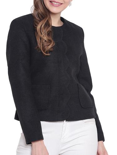 scallop placket edge pocket patch jacket - 15620191 - Very Small Image - 1
