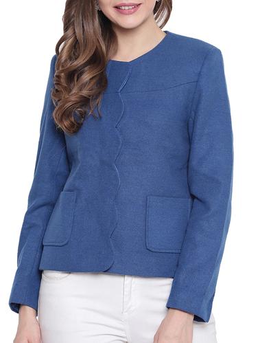 scallop placket edge pocket patch jacket - 15620192 - Very Small Image - 1