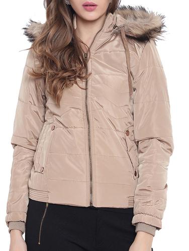 fur detail hooded neck quilted jacket - 15620196 - Very Small Image - 1