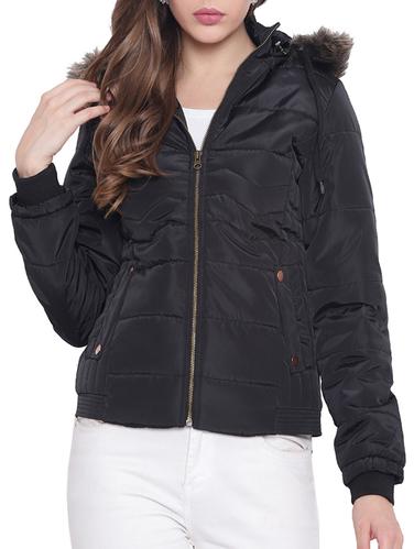 fur detail hooded neck quilted jacket - 15620197 - Very Small Image - 1