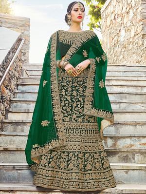Gold zari embroidered flared lehenga - 15620209 - Standard Image - 1