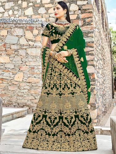 Gold zari embroidered flared lehenga - 15620213 - Very Small Image - 1