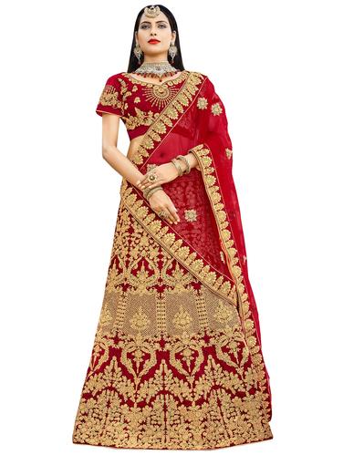 Gold zari embroidered flared lehenga - 15620215 - Very Small Image - 1