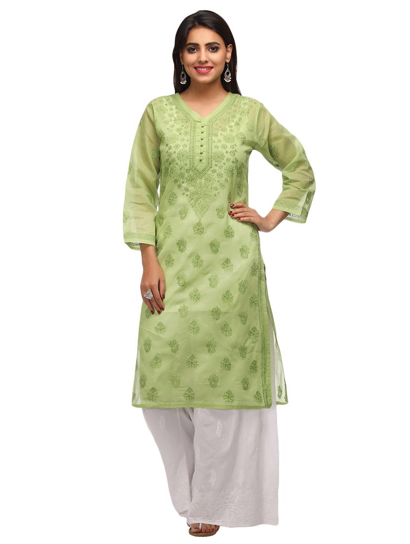 Chikankari straight kurta - 15620242 - Zoom Image - 1