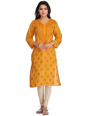 Chikankari straight kurta - 15620246 - Standard Image - 1