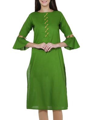 Straight criss-cross bell sleeves kurta - 15620258 - Standard Image - 1