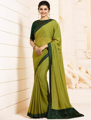 embellished lace border saree with blouse - 15620264 - Standard Image - 1