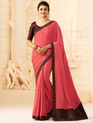 embellished lace border saree with blouse - 15620267 - Standard Image - 1