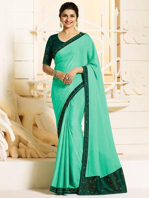 embellished lace border saree with blouse - 15620270 - Standard Image - 1