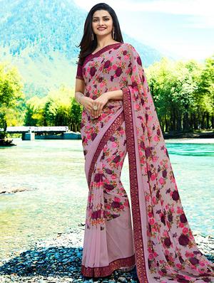 floral printed saree with blouse - 15620278 - Standard Image - 1