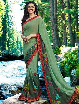 floral printed saree with blouse - 15620279 - Standard Image - 1