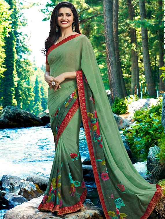 floral printed saree with blouse - 15620279 - Zoom Image - 1