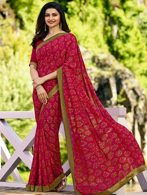 floral printed saree with blouse - 15620280 - Standard Image - 1