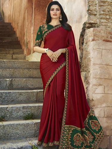 embroidered lace border saree with blouse - 15620292 - Very Small Image - 1