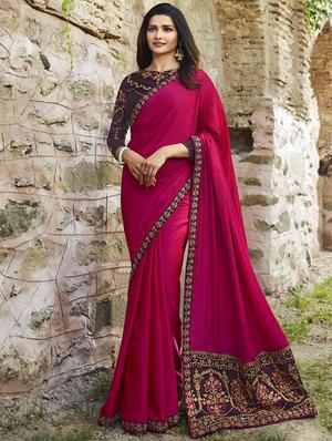 embroidered lace border saree with blouse - 15620294 - Standard Image - 1