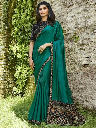 embroidered lace border saree with blouse - 15620295 - Very Small Image - 1