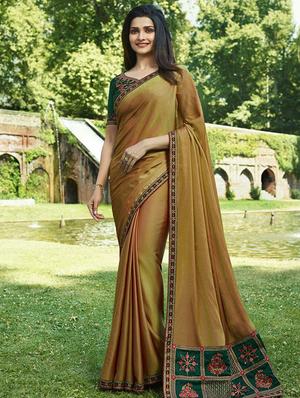 embroidered lace border saree with blouse - 15620297 - Standard Image - 1