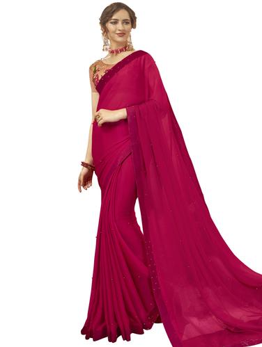 Fuchisa embellished saree with blouse - 15620309 - Very Small Image - 1