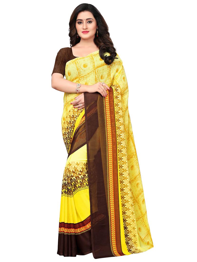Contrast bordered geometrical saree with blouse - 15620319 - Zoom Image - 1