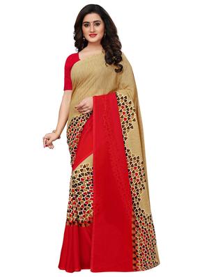 Contrast bordered geometrical saree with blouse - 15620322 - Standard Image - 1