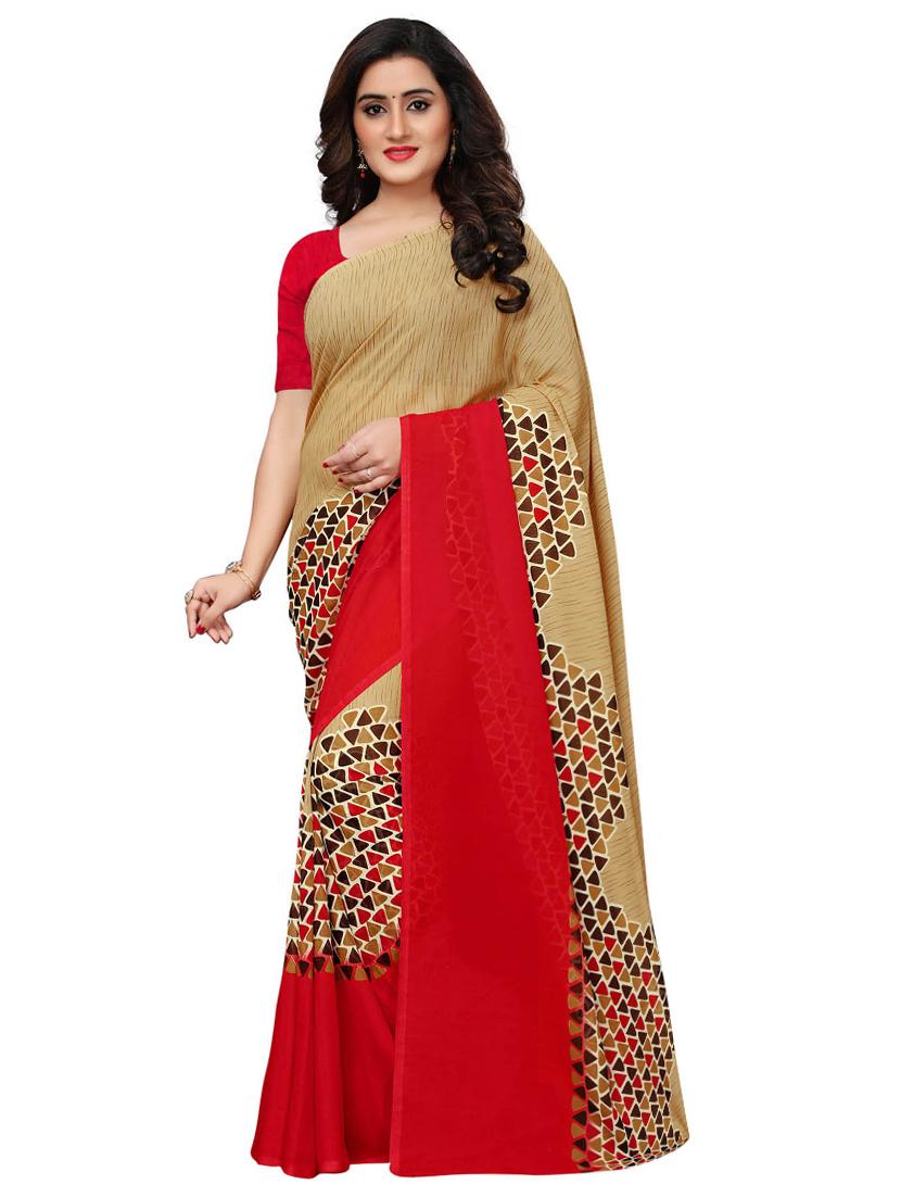 Contrast bordered geometrical saree with blouse - 15620322 - Zoom Image - 1