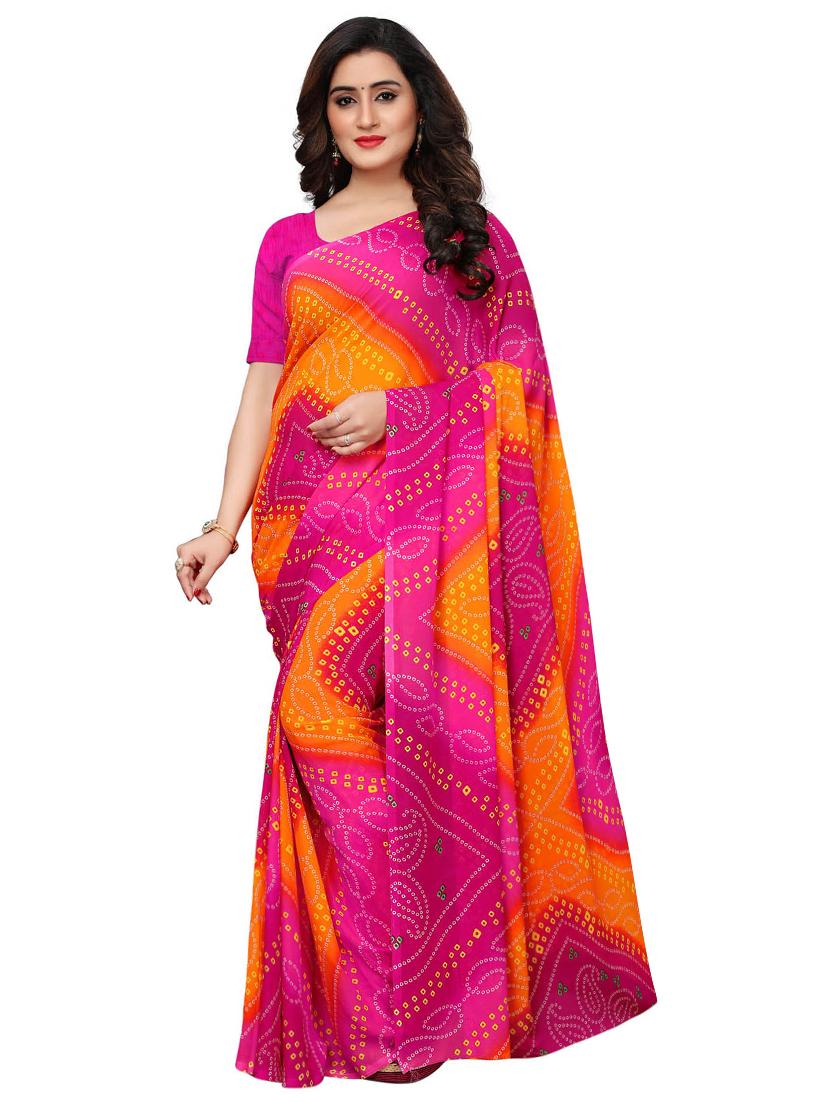 Bandhani printed saree with blouse - 15620323 - Zoom Image - 1