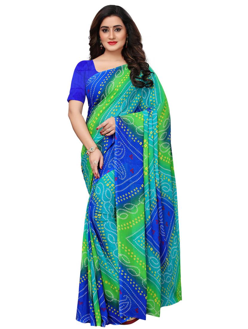 Bandhani printed saree with blouse - 15620324 - Zoom Image - 1