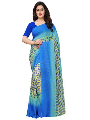 Geometrical printed saree with blouse - 15620326 - Standard Image - 1