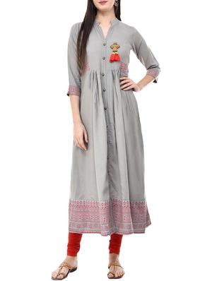 Flared printed kurta with tassels - 15620409 - Standard Image - 1