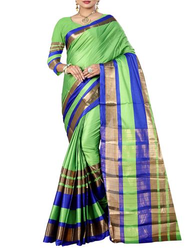 contrast zari border tussar saree with blouse - 15620440 - Very Small Image - 1