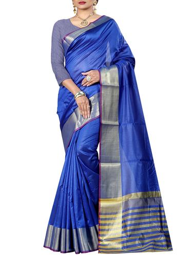 striped zari pallu tussar saree with blouse - 15620443 - Very Small Image - 1