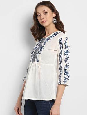 gathered detail embroidered top - 15620481 - Standard Image - 2