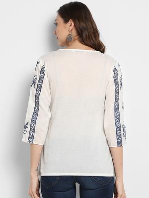 gathered detail embroidered top - 15620481 - Standard Image - 3