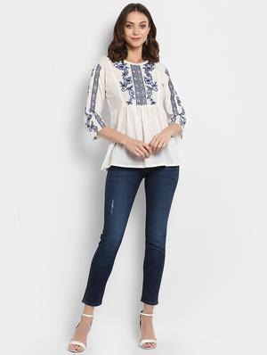 gathered detail embroidered top - 15620481 - Standard Image - 4